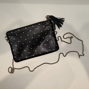 Mark & Graham Black Leather Star Crossbody Bag Tassel Chain Strap Small Clutch